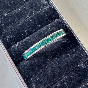ESPO Sterling Plated Channel Ring with Green Stones